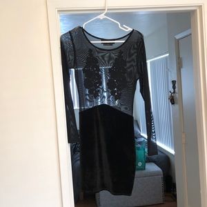 Nasty Gal Floral Embroider Sheer Bodycon